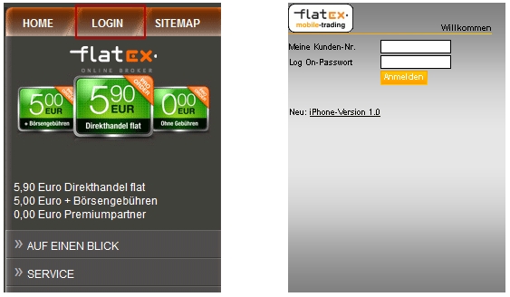 Flatex mobile Webseite anzeigen