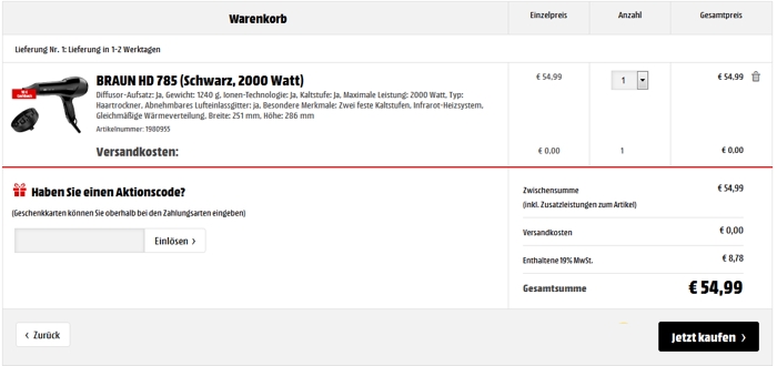 Media Markt Aktionscode einlösen