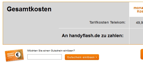 Handyflash Aktionscode einlösen