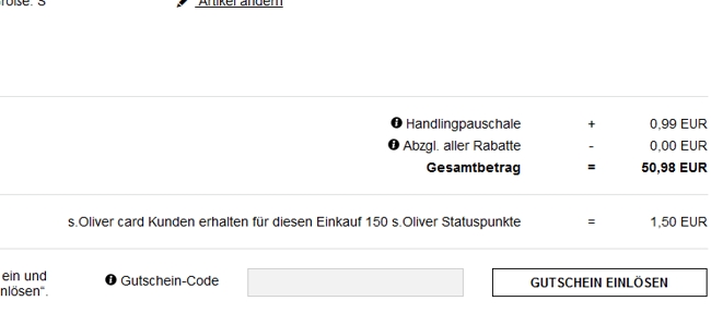 s.Oliver Aktionscode einlösen