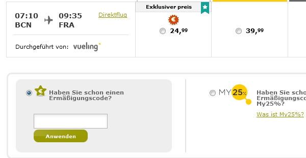 Vueling Ermäßigungscode einlösen