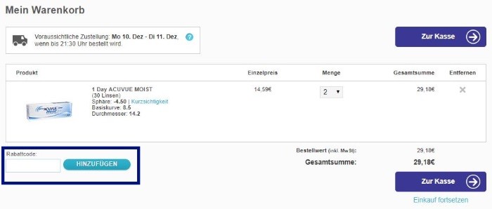 Lenstore Rabattcode einfuegen