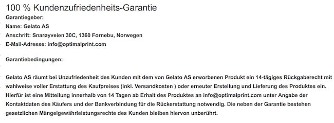 Optimalprint Garantie